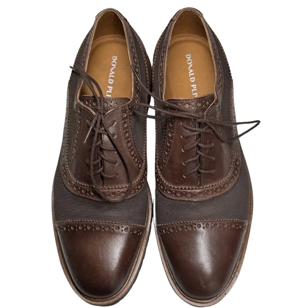Donald J. Pliner Jordin Men's Dark Brown Oxford Derbys leather nylon office 8.5
